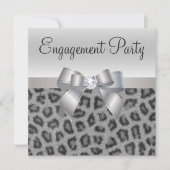 Leopard Print, Bow & Diamond Engagement Party Kaart (Voorkant)
