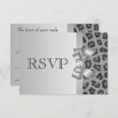 Leopard Print, Bow & Diamond RSVP Weddenschap (Voorkant / Achterkant)