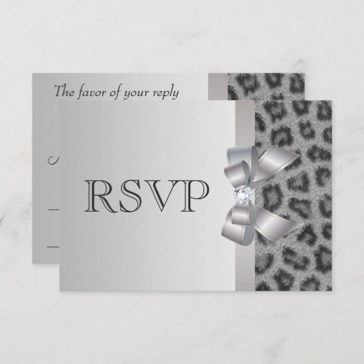 Leopard Print, Bow & Diamond RSVP Weddenschap (Voorkant / Achterkant)
