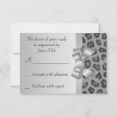 Leopard Print, Bow & Diamond RSVP Weddenschap Kaartje (Achterkant)