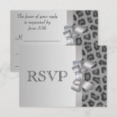 Leopard Print, Bow & Diamond RSVP Weddenschap Kaartje (Voorkant / Achterkant)