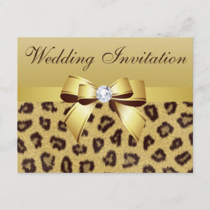 Leopard Print, Bow & Diamond Weddenschap Kaart