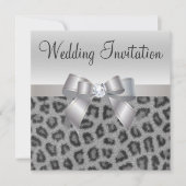 Leopard Print, Bow & Diamond Wedding Invites Kaart (Voorkant)
