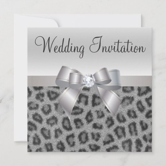 Leopard Print, Bow & Diamond Wedding Invites Kaart (Voorkant)
