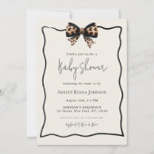 Leopard Print Bow Genderneutraal Baby shower Kaart (Voorkant)
