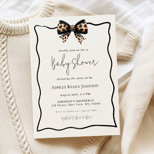 Leopard Print Bow Genderneutraal Baby shower Kaart