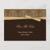 Leopard Print Bow Ribbon Dark Brown Save the Date Aankondigingskaart (Voorkant)