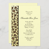 Leopard Print Bridal Shower Invitation left Stripe Kaart (Voorkant / Achterkant)