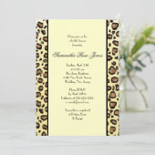 Leopard Print Bridal Shower Invitation Two Stripes Kaart (Staand voorkant)