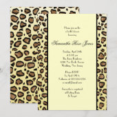 Leopard Print Bridal Shower Invitation Two Stripes Kaart (Voorkant / Achterkant)