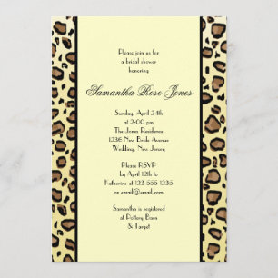 Leopard Print Bridal Shower Invitation Two Stripes Kaart