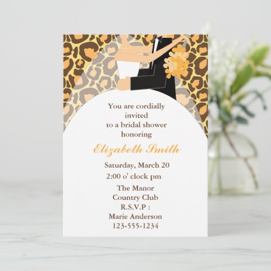 Leopard Print Bride en Groom Wedding Shower Kaart (Staand voorkant)