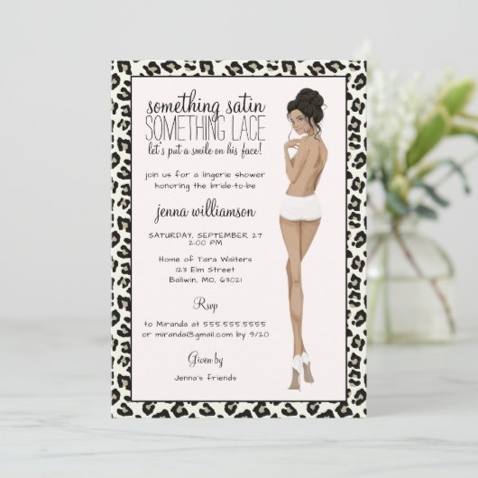 Leopard Print Bride Lingerie Shower Kaart (Staand voorkant)