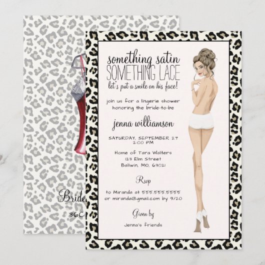 Leopard Print Bride Lingerie Shower Kaart (Voorkant / Achterkant)