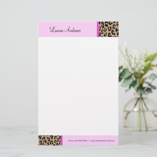 Leopard Print Briefpapier (Staand voorkant)