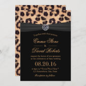 Leopard Print Bright Diamond Black Ribbon Wedding Kaart (Voorkant / Achterkant)