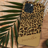 Leopard Print Brown Black Elegant Script Name Case-Mate iPhone Case