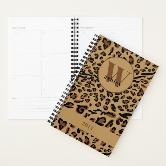 Leopard Print Brown Monogrammed 2023 Planner (Display)