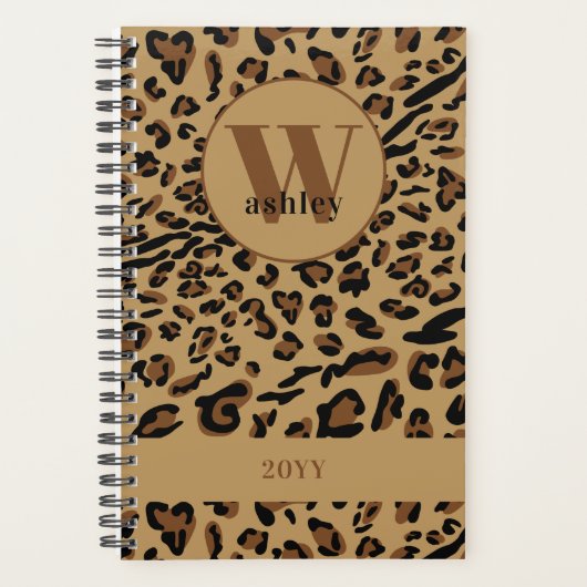 Leopard Print Brown Monogrammed 2023 Planner (Voorkant)