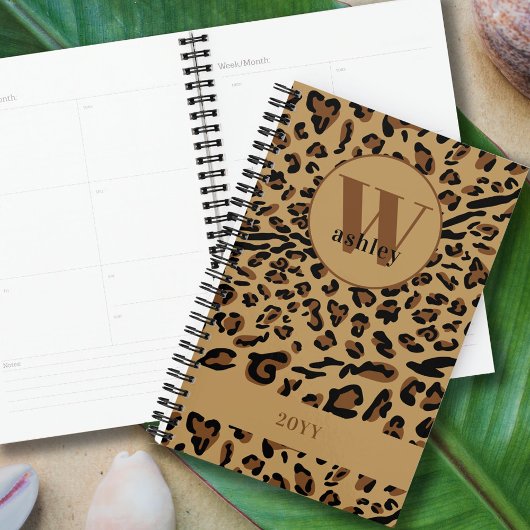 Leopard Print Brown Monogrammed 2023 Planner