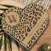 Leopard Print Brown Monogrammed Heart Shaped Notitieboek
