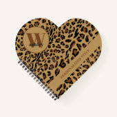 Leopard Print Brown Monogrammed Heart Shaped Notitieboek (Voorkant)
