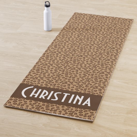 Leopard Print Bruin Patroon Personaliseren Yogamat (In situ)