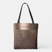 Leopard print bruin zwart brons tote bag (Achterkant)