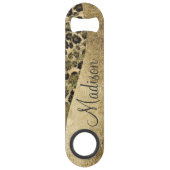 Leopard Print Bruskes & Faux Glitter Monogram Speed Flessenopener (Voorkant)
