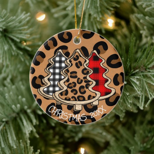 Leopard Print, Buffalo Pset, kerstbomen Keramisch Ornament (Boom)