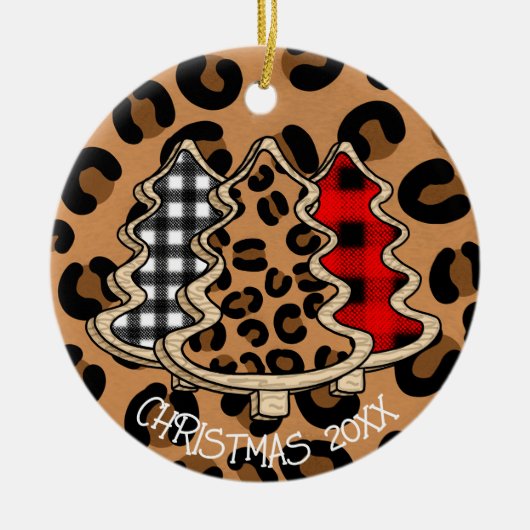 Leopard Print, Buffalo Pset, kerstbomen Keramisch Ornament (Voorkant)