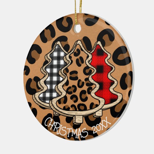 Leopard Print, Buffalo Pset, kerstbomen Keramisch Ornament (Links)
