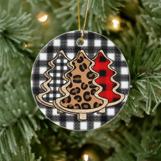 Leopard Print, Buffalo Pset, kerstbomen Keramisch Ornament (Boom)