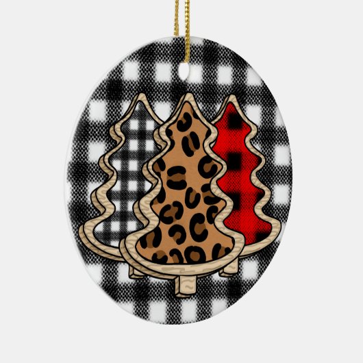 Leopard Print, Buffalo Pset, kerstbomen Keramisch Ornament (Rechts)