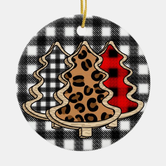 Leopard Print, Buffalo Pset, kerstbomen Keramisch Ornament (Voorkant)