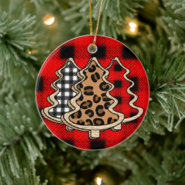 Leopard Print, Buffalo Pset, kerstbomen Keramisch Ornament