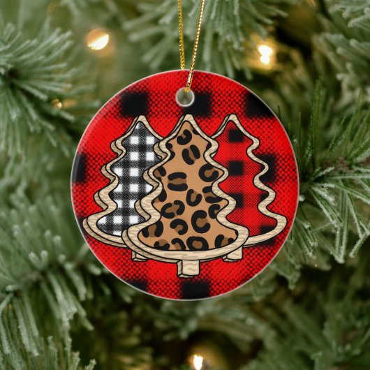Leopard Print, Buffalo Pset, kerstbomen Keramisch Ornament (Boom)