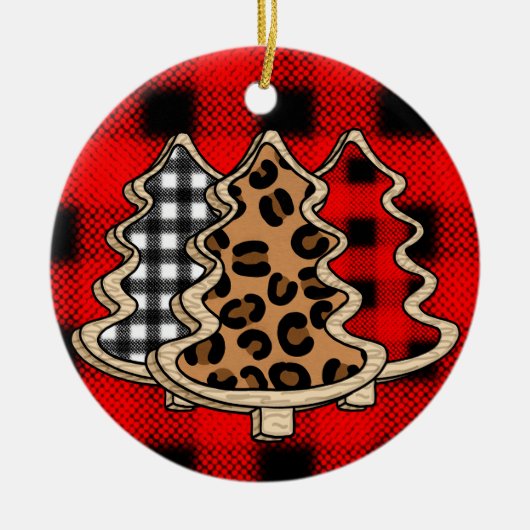Leopard Print, Buffalo Pset, kerstbomen Keramisch Ornament (Voorkant)