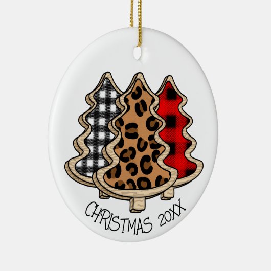 Leopard Print, Buffalo Pset, kerstbomen Keramisch Ornament (Rechts)