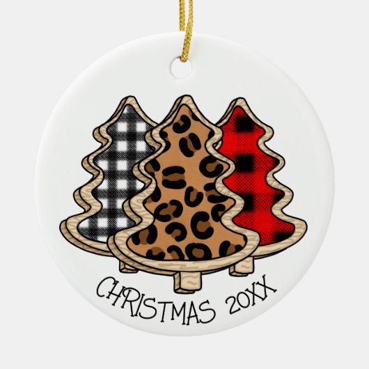 Leopard Print, Buffalo Pset, kerstbomen Keramisch Ornament (Voorkant)