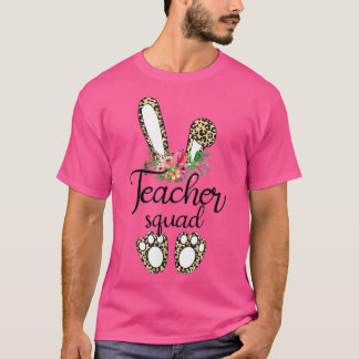 Leopard Print Bunny Teacher Squad Easter Day 2022 T-shirt