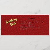 Leopard Print Bus Pass verjaardagsfeestje Programmakaart (Achterkant)