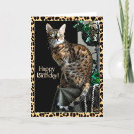 Leopard Print Cat-Thleed Birthday Card Kaart