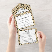 Leopard print Cheetah Brown Safari Animal Wedding All In One Uitnodiging (Afscheurbaar)