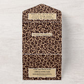 Leopard print Cheetah Brown Safari Animal Wedding All In One Uitnodiging (Buitenkant)