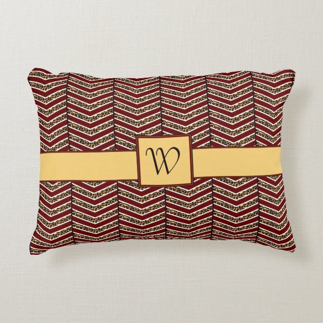 Leopard Print Chevron Accent Pillow Kussen (Voorkant)