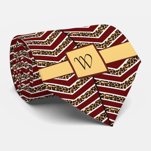 Leopard Print Chevron Mannen Stropdas (Opgerold)