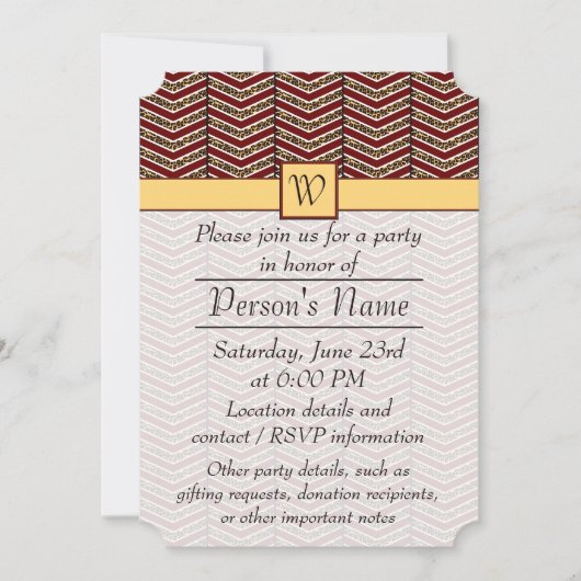 Leopard Print Chevron Party Invitation Kaart (Voorkant)