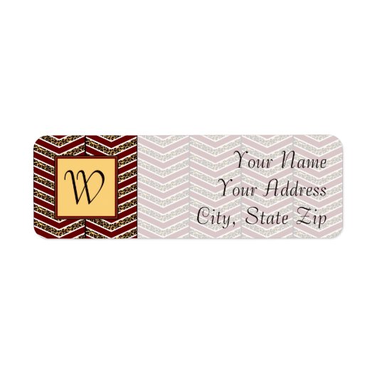 Leopard Print Chevron Return Address Label (Voorkant)