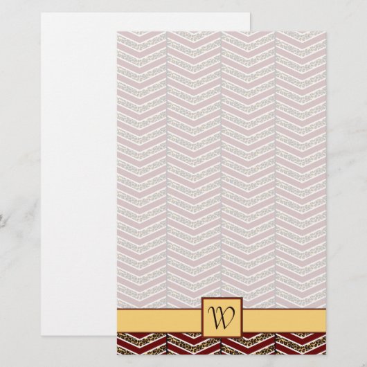 Leopard Print Chevron Stationery Briefpapier (Voorkant / Achterkant)